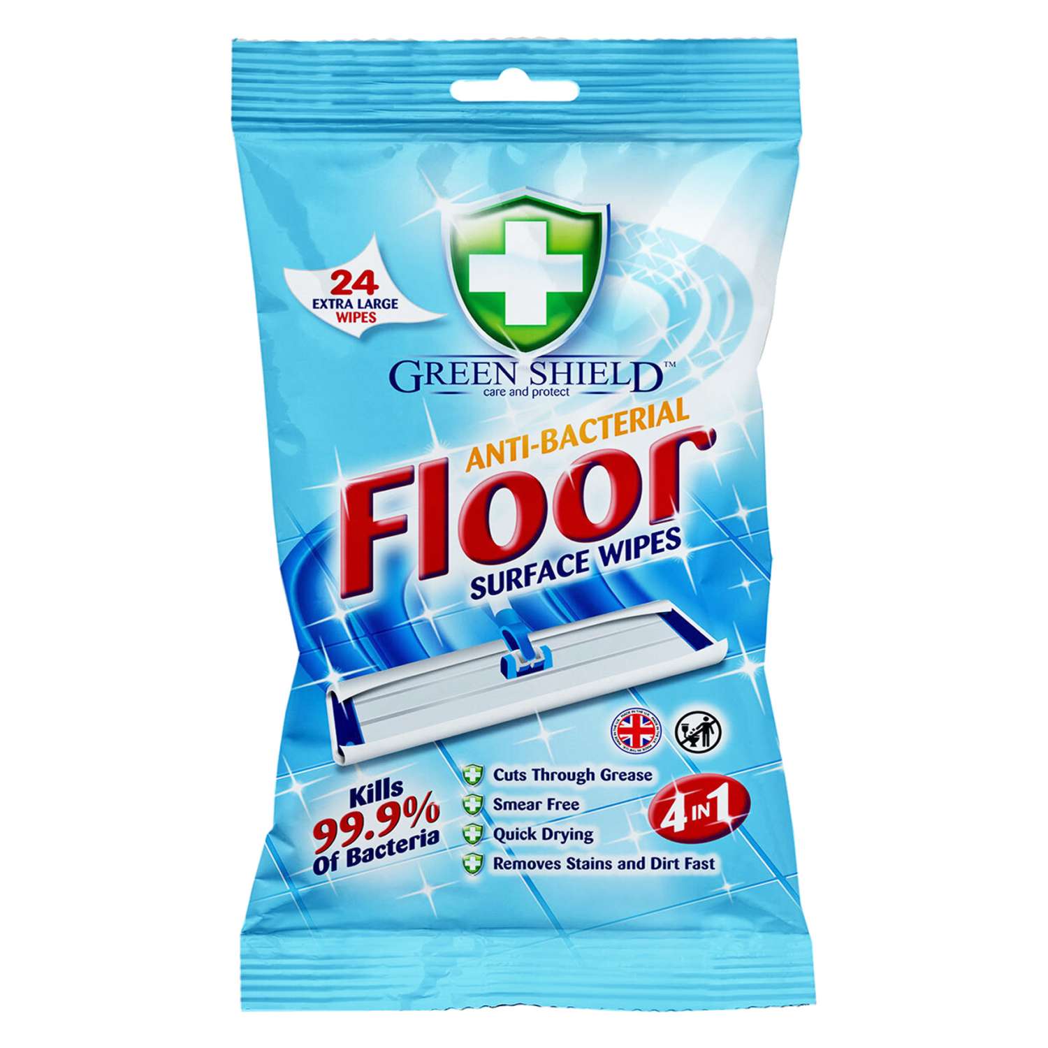 GREEN SHIELD ANTI-BAC FLOOR WIPES 24’S (12)