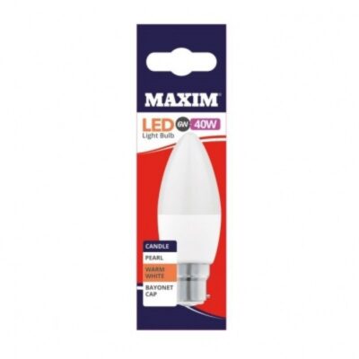 MAXIM LED BULB 6W=40W CANDLE BAYONET CAP (10)