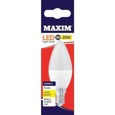 MAXIM LED BULB 3W=25W SMALL CANDLE SCREW (10)
