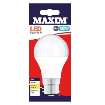 MAXIM LED BULB 15W=100W BAYONET CAP (10)