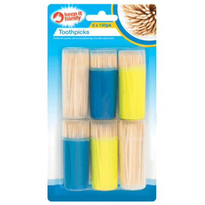 WOODEN TOOTHPICKS 6 x 100PK (12)