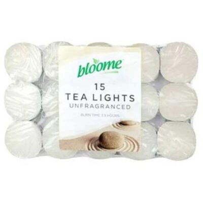 TEA LIGHT CANDLES 15 PK WHITE  (12)